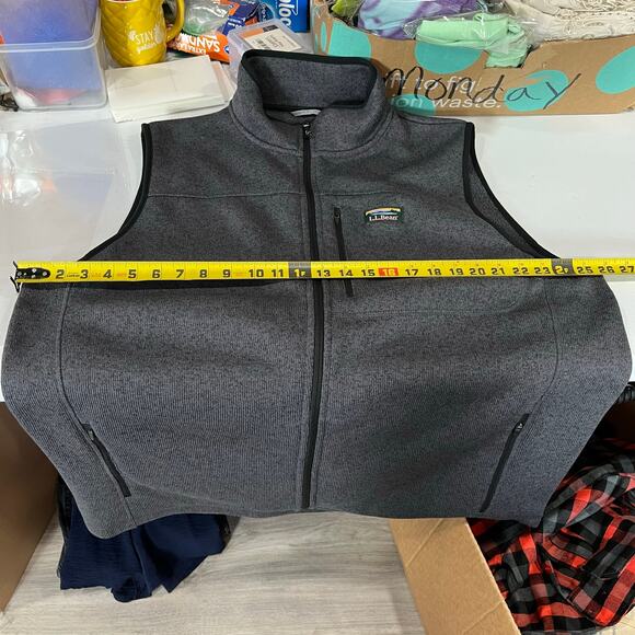 LL Bean Sweater Fleece Vest Mens XL Tall Gray Slightly Fitted Full Zip 510174 - Picture 5 of 6